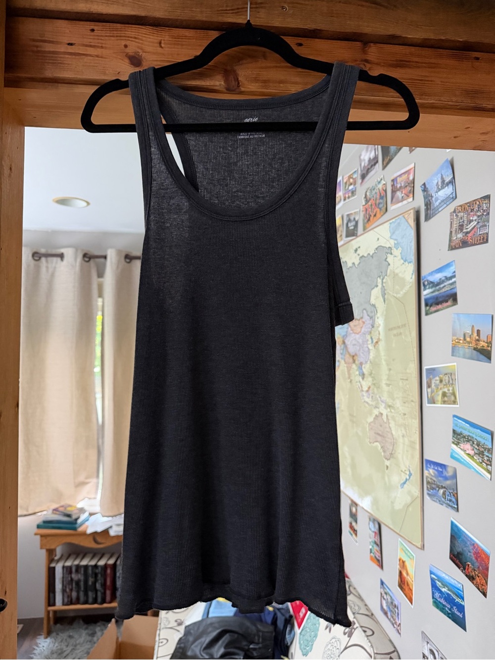 aerie Charcoal Ribbed Scoop Tank Top